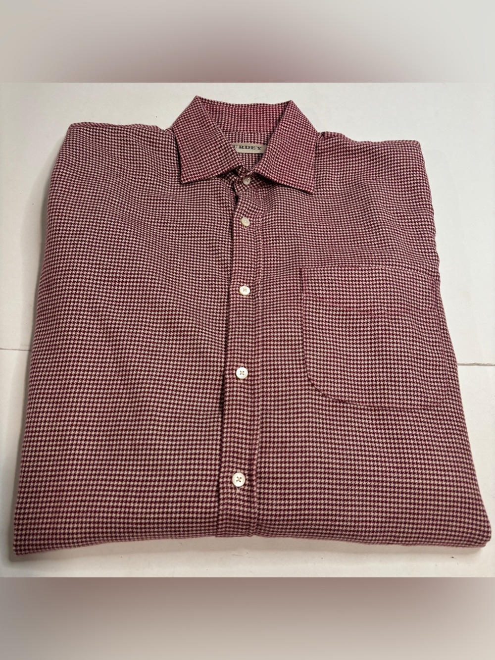 Purdey Button Down Shirt 15.5 Houndstooth Red Country Cotton English British